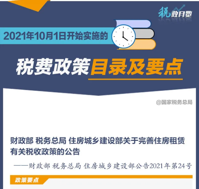 擴散周知！2021年10月1日開始實施的稅費政策