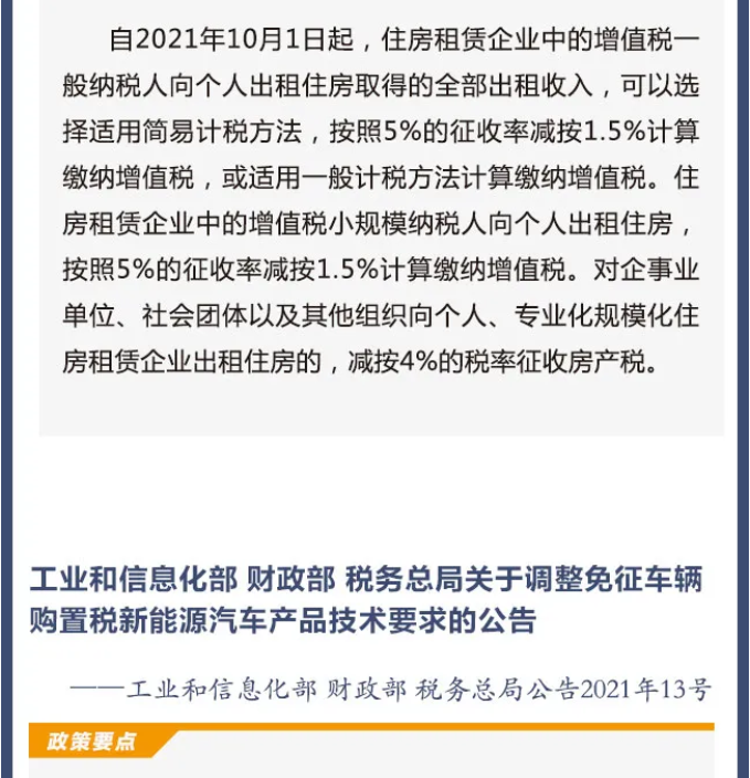 擴散周知！2021年10月1日開始實施的稅費政策