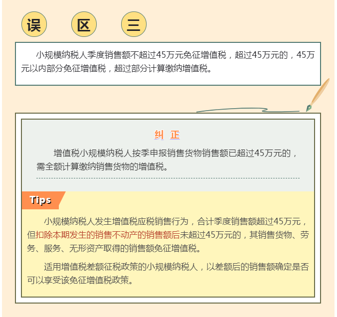 季度銷售額不超過45萬元免征增值稅， 4個常見誤區(qū)要注意！